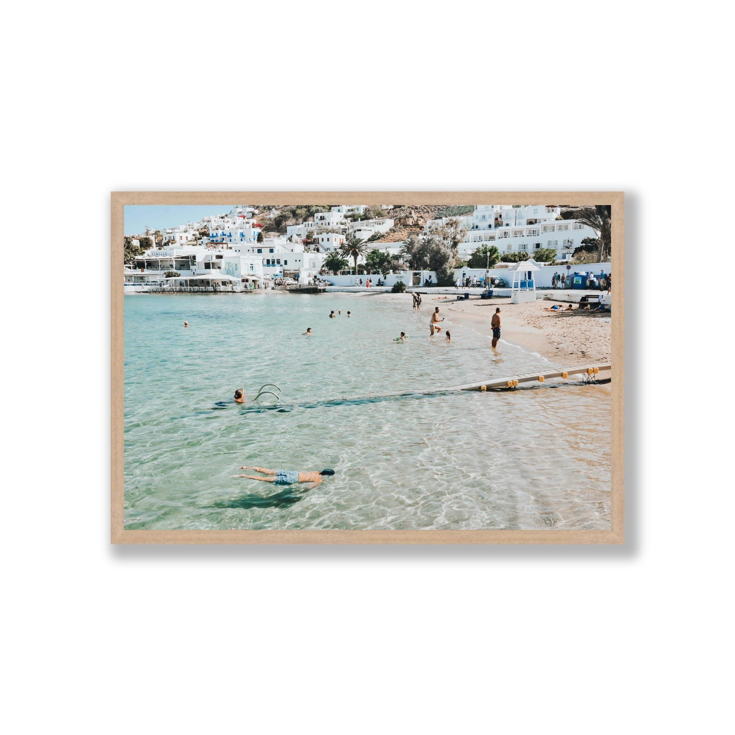 Bathe Yourself In Beauty Mykonos Greek island wall art Giant full-bleed fine art print in natural oak frame