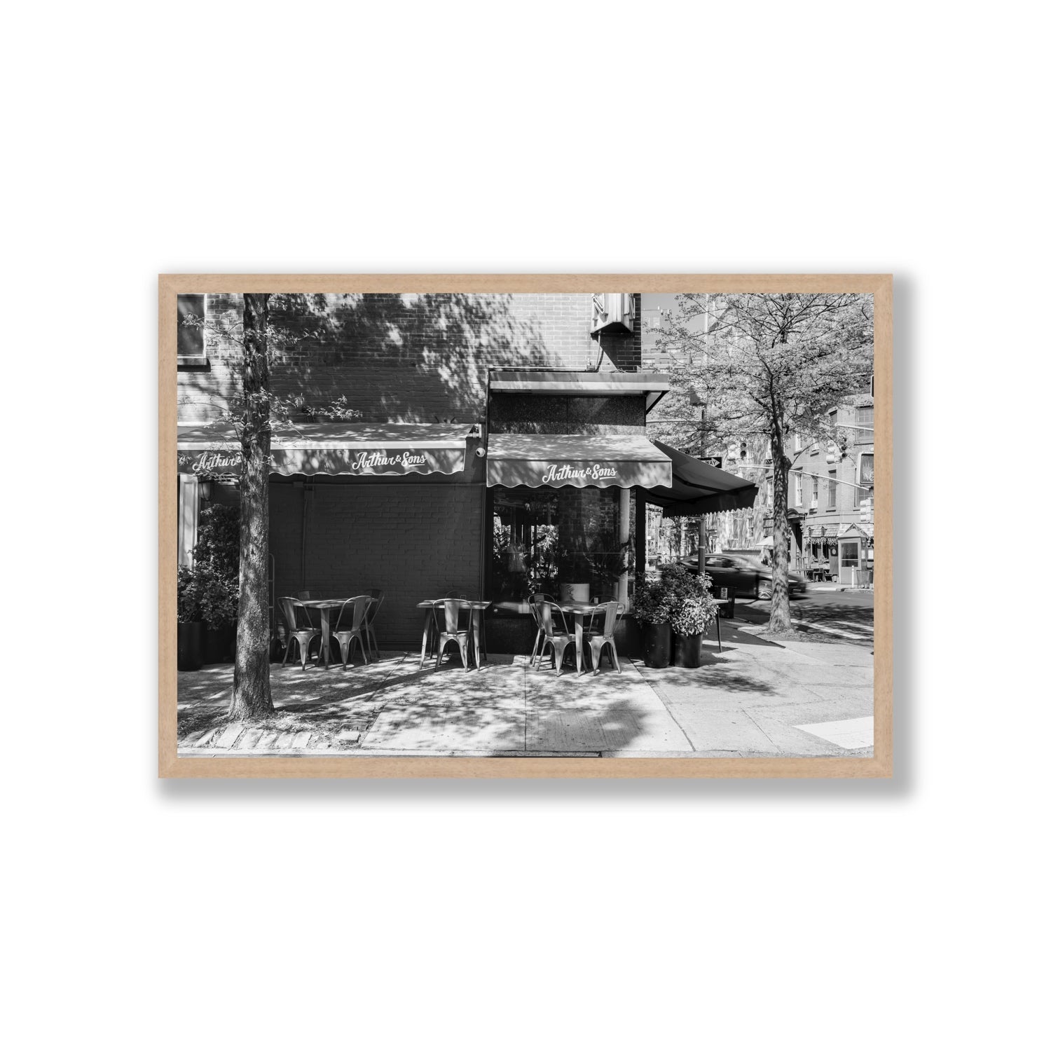 Arthur's Corner New York NYC Restaurant wall art Giant full-bleed fine art print in natural oak frame