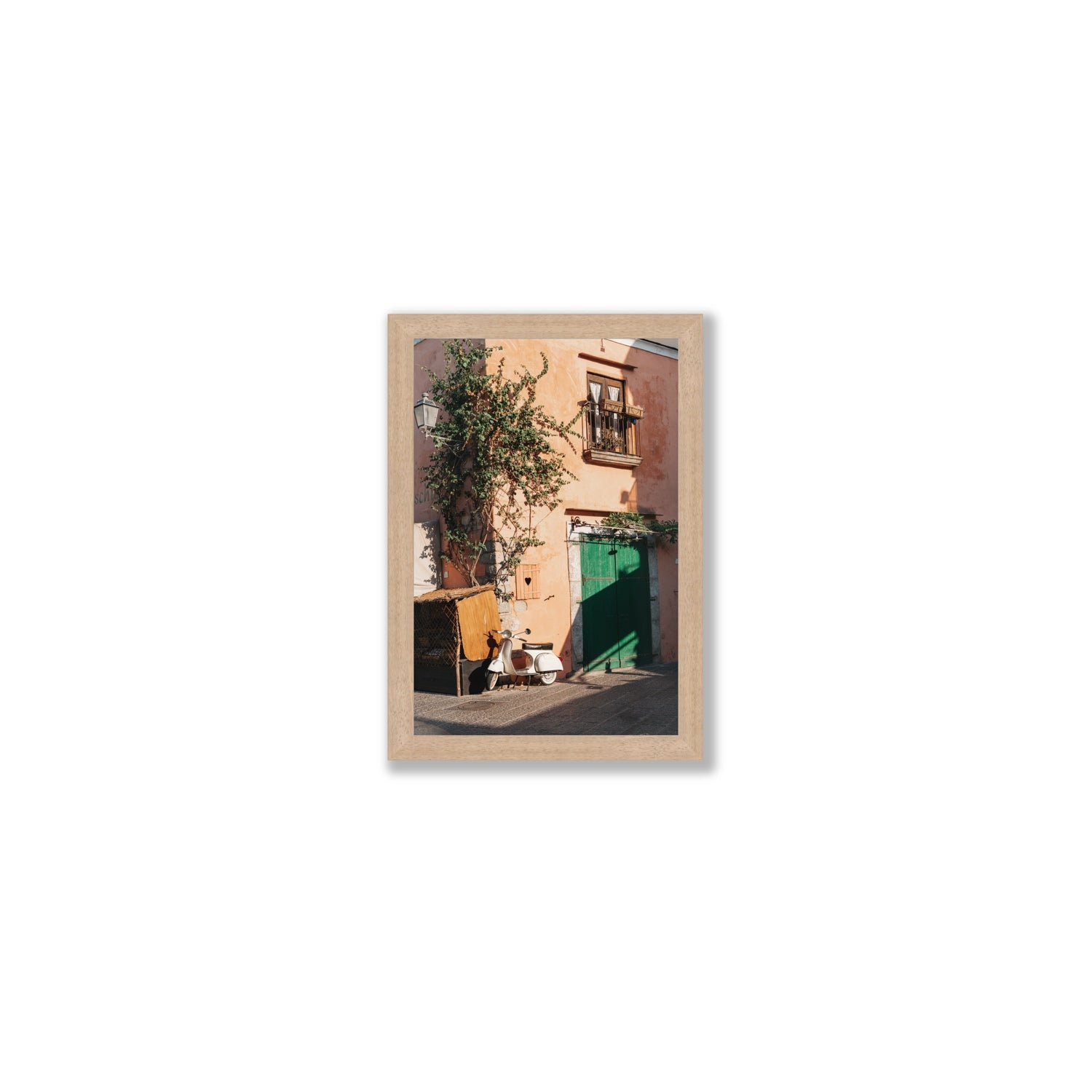 La Casa Ischia Italian Mediterranean decor wall art Small full-bleed fine art print in natural oak frame