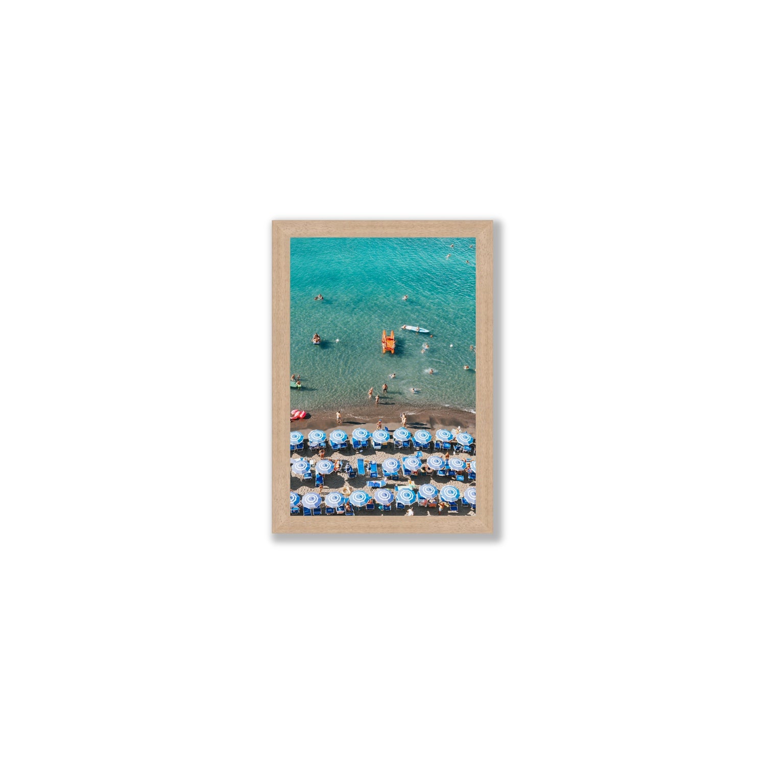 Aquamarine Oasis Sorrento Italian coastal wall art Small full-bleed fine art print in natural oak frame