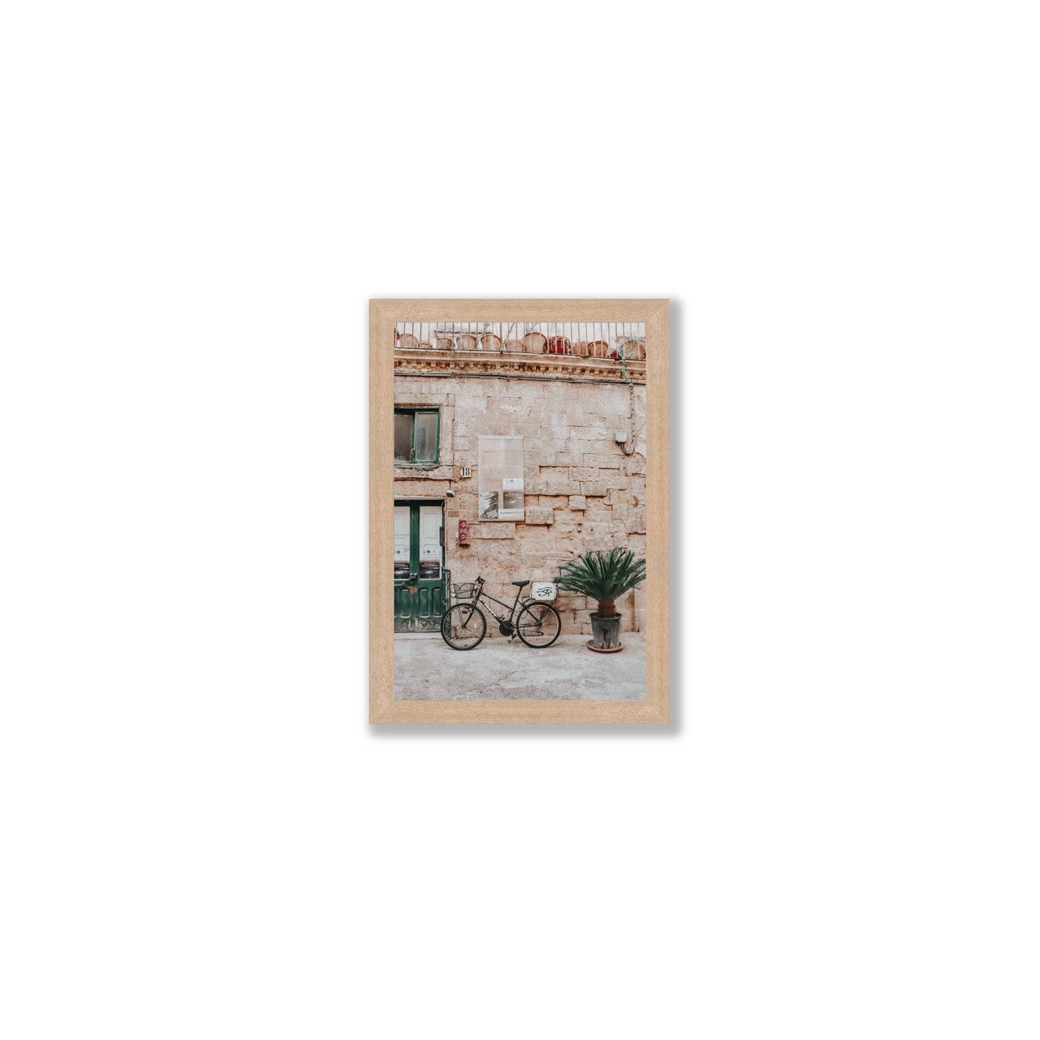Salento Streets Puglia Lecce Italian wall art Small full-bleed fine art print in natural oak frame
