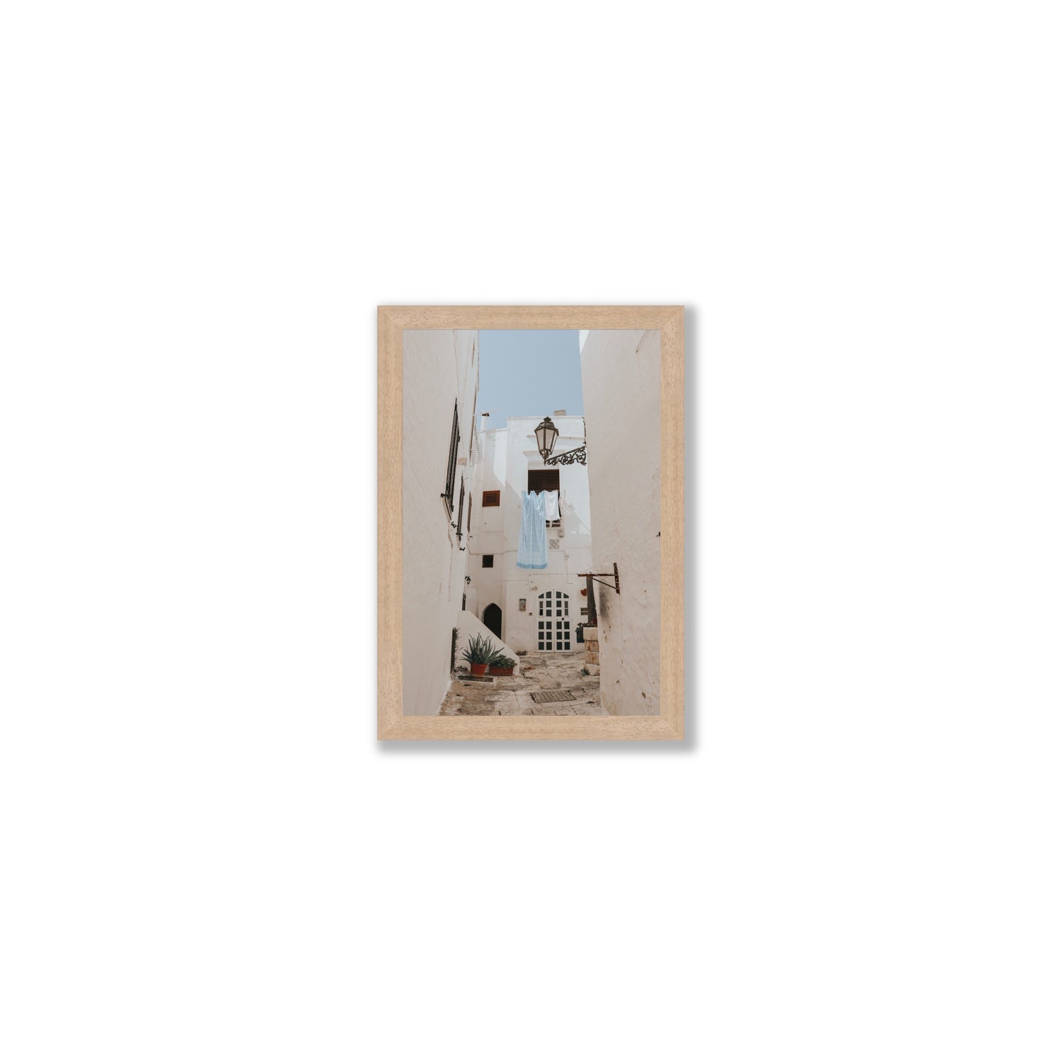 Laundry Day fine art print, Puglia, Italy, Small, Natural Oak Frame · Full Bleed, Fine Art Print