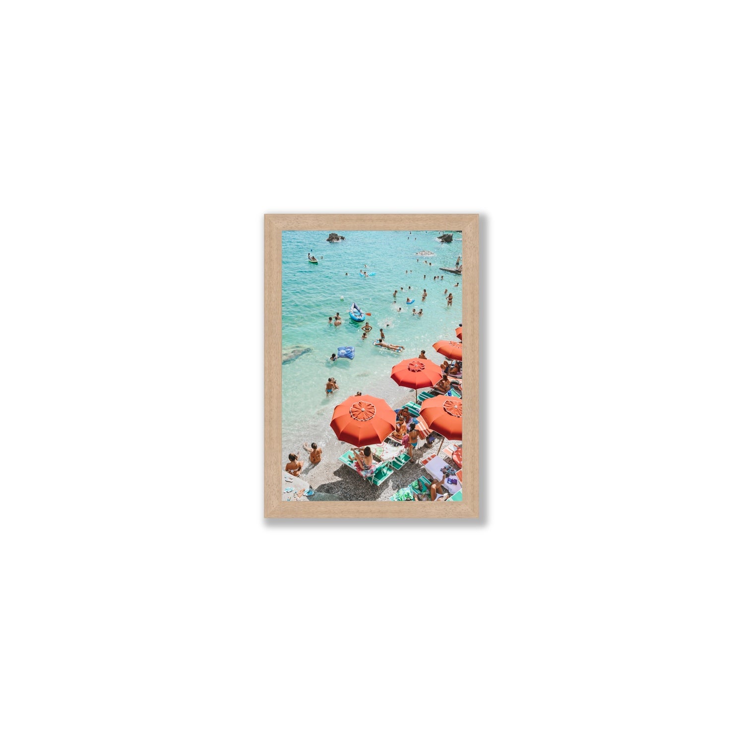 Easy Street Capri Italian beach wall art Small full-bleed fine art print in natural oak frame