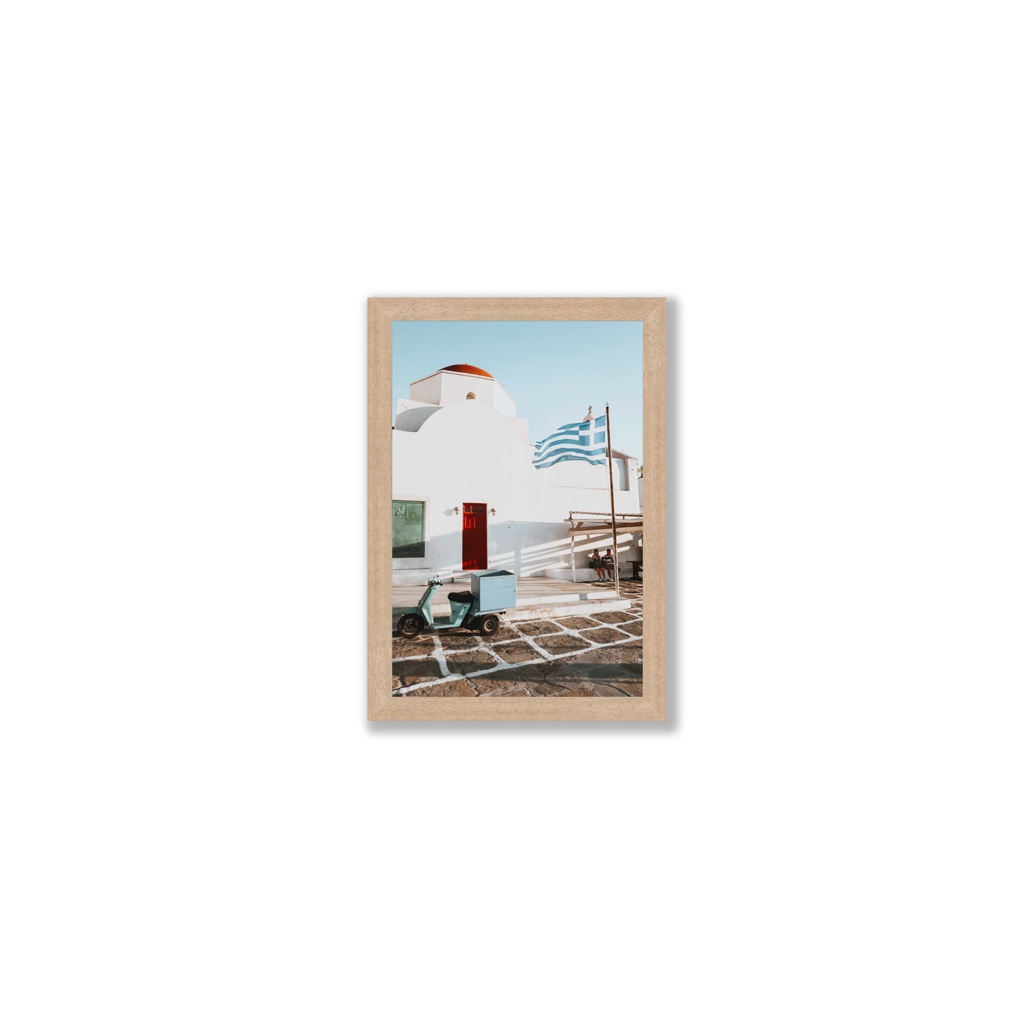 Mykonos Postcard fine art print, Mykonos, Greece, Small, Natural Oak Frame · Full Bleed, Fine Art Print