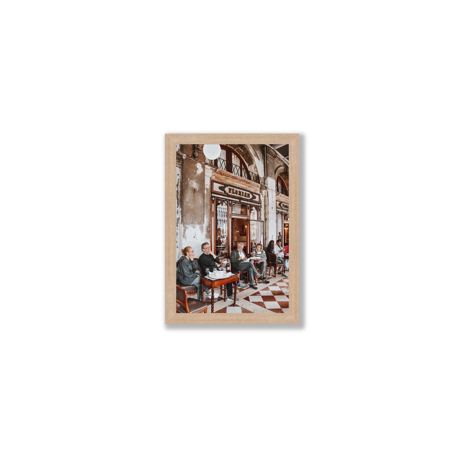 Tea Room Venice Italian wall art Small full-bleed fine art print in natural oak frame