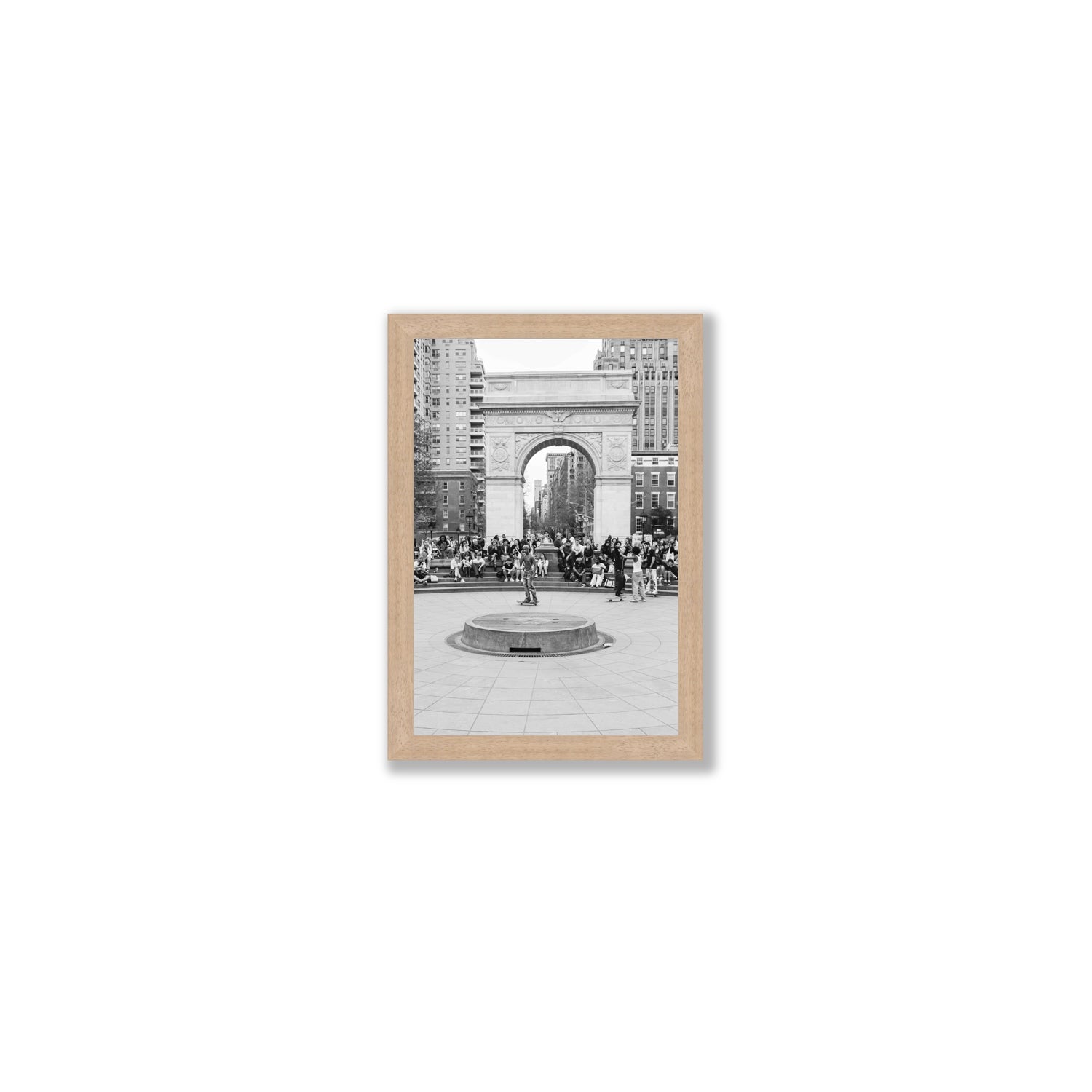 Concrete Conqueror New York NYC Skateboard wall art Small full-bleed fine art print in natural oak frame