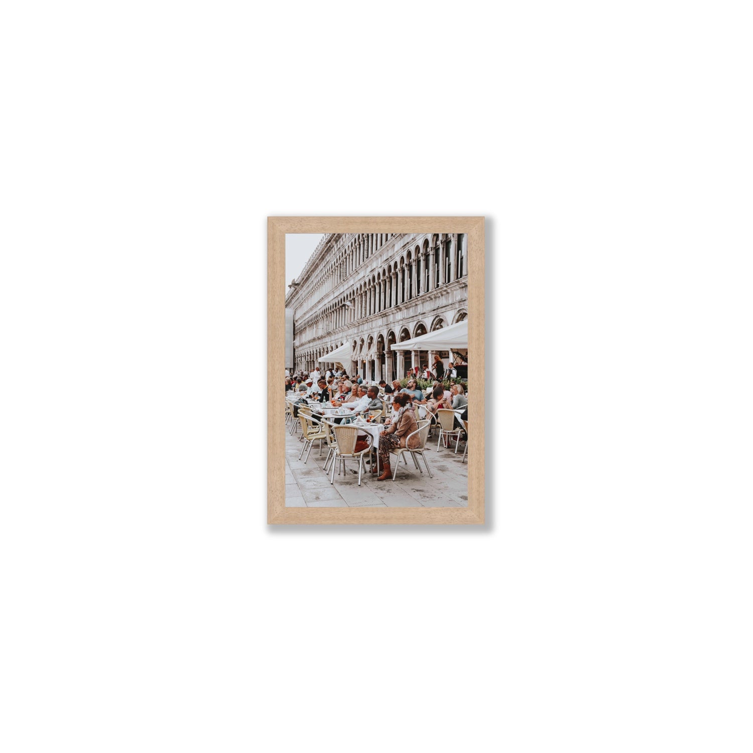 Lunchbreak Venice Italian wall art Small full-bleed fine art print in natural oak frame