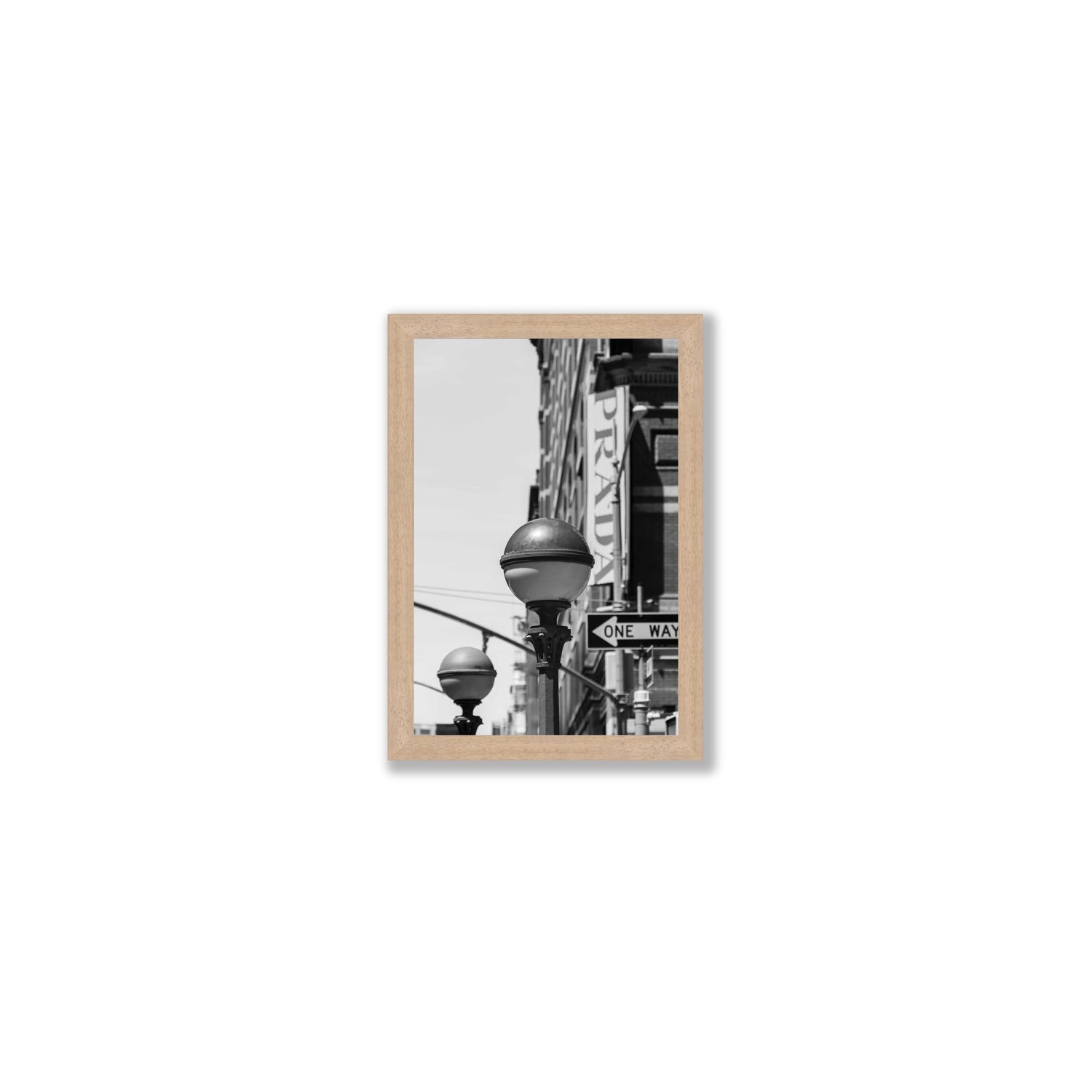 Subway Style New York NYC Black & White wall art Small full-bleed fine art print in natural oak frame