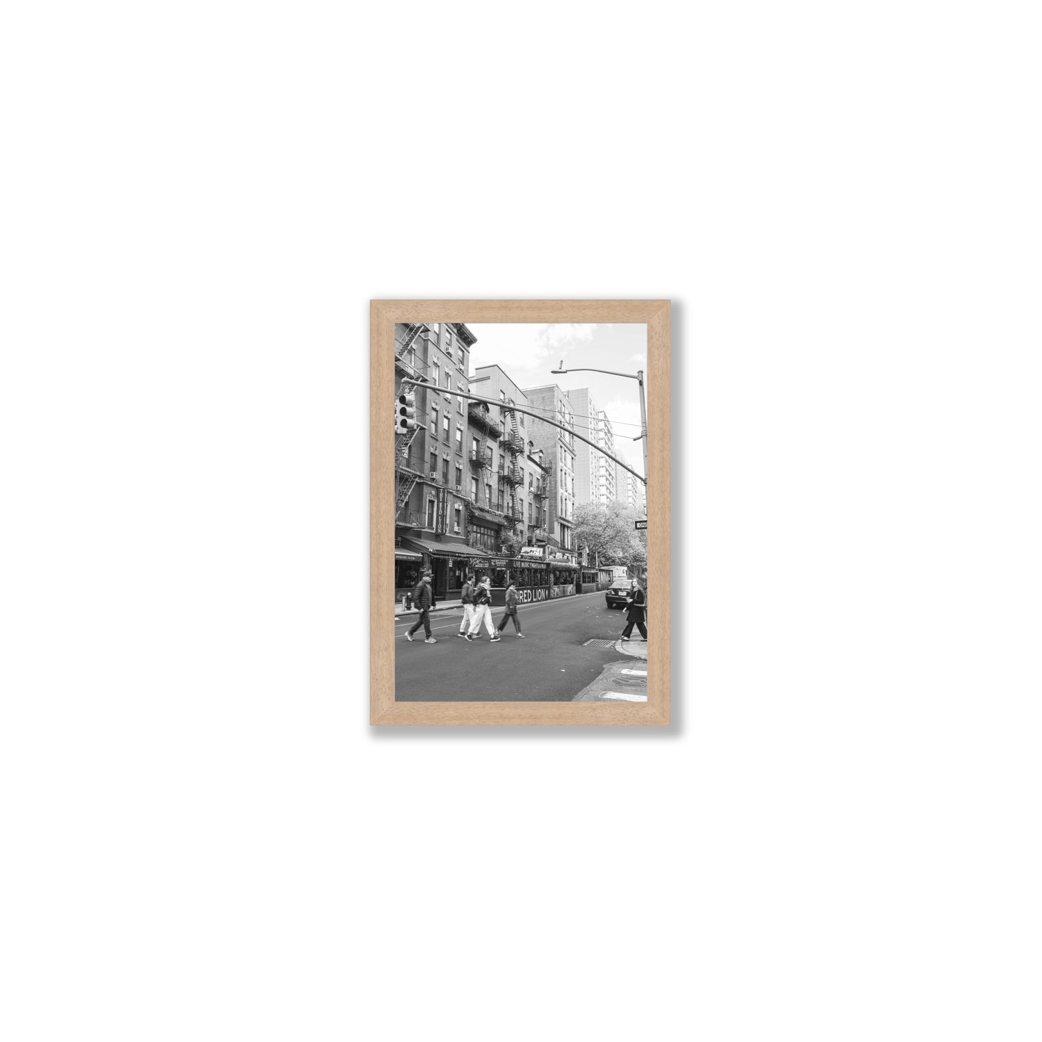 Spectral Streets New York NYC Black & White wall art Small full-bleed fine art print in natural oak frame