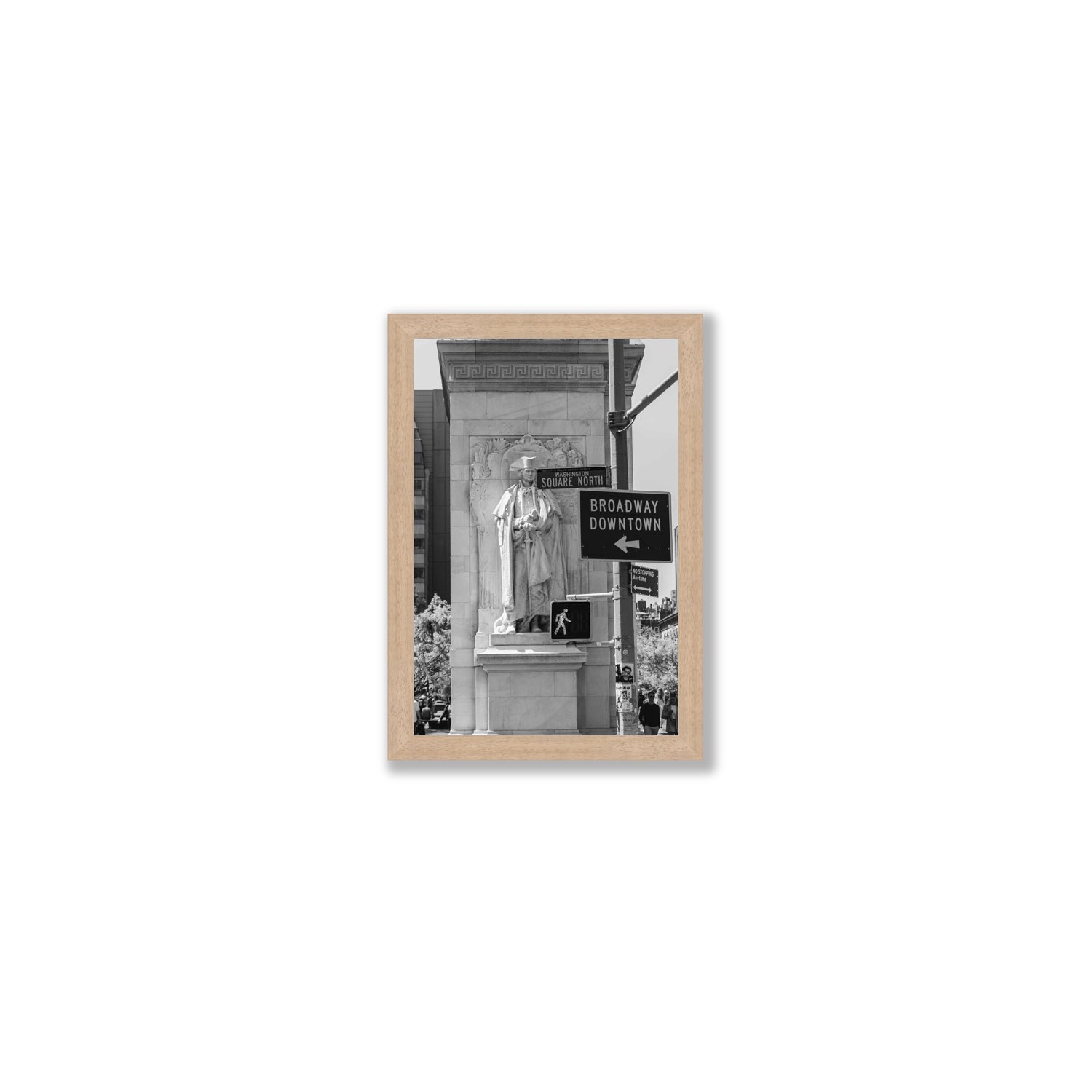 Silent Sentinels New York NYC Black & White wall art Small full-bleed fine art print in natural oak frame