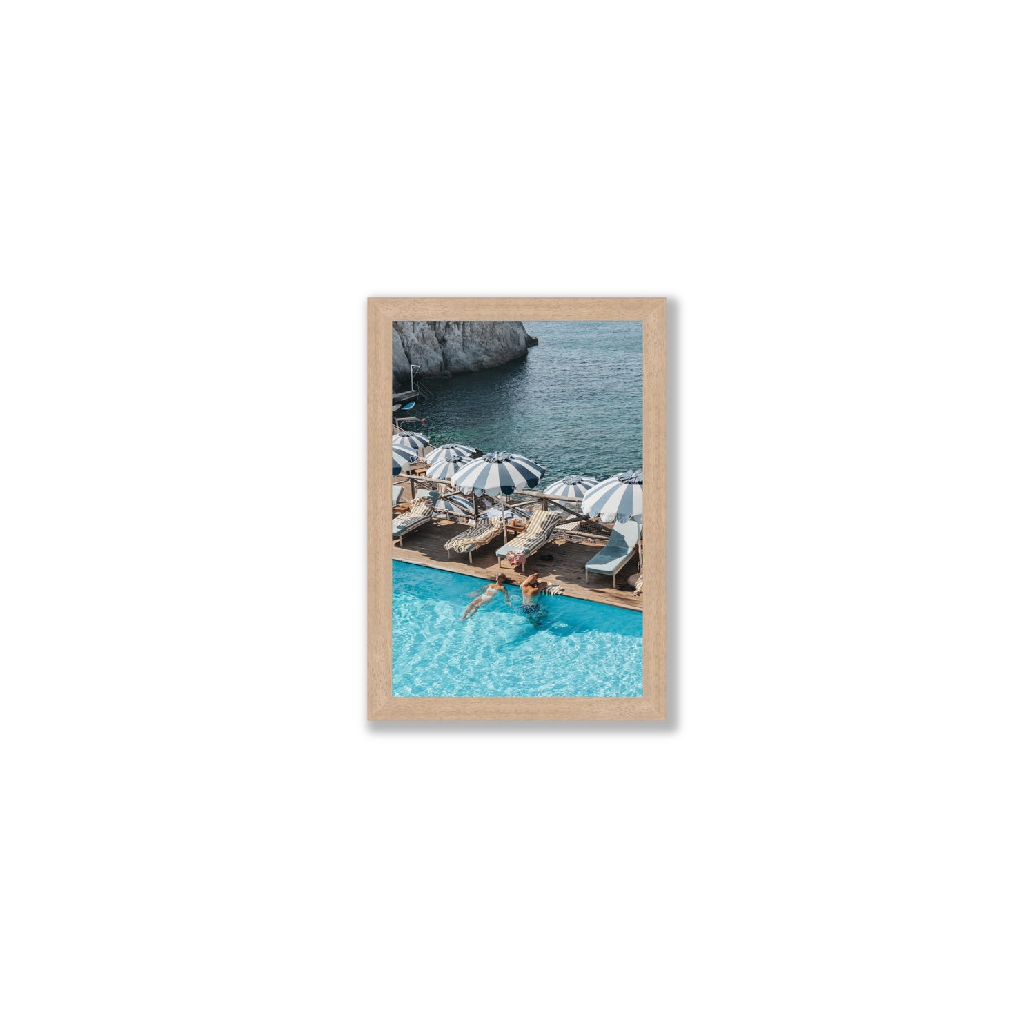I'm Busy Ischia Italian coastal Mediterranean wall art Small full-bleed fine art print in natural oak frame