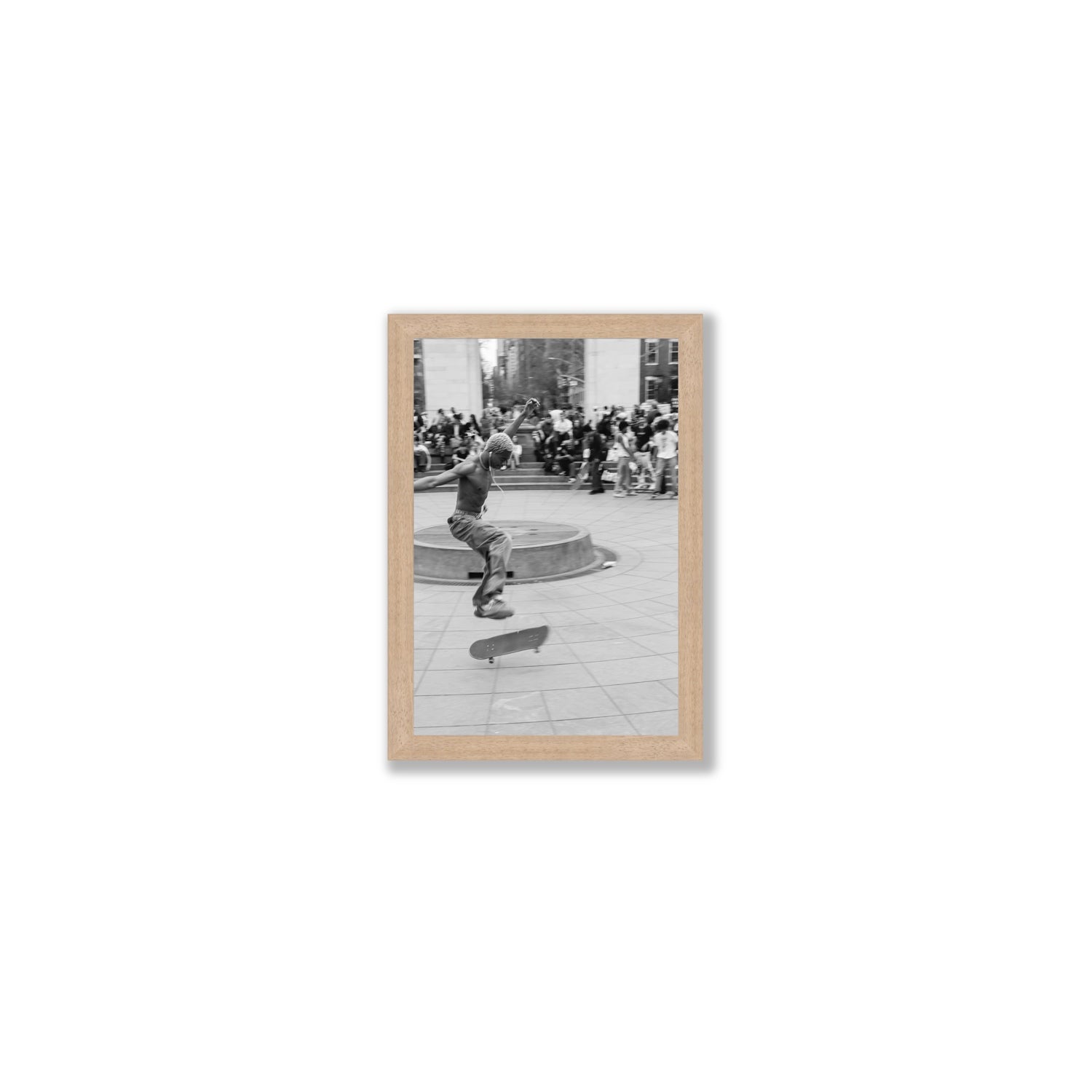 Airborne Rhythms New York NYC Black & White wall art Small full-bleed fine art print in natural oak frame