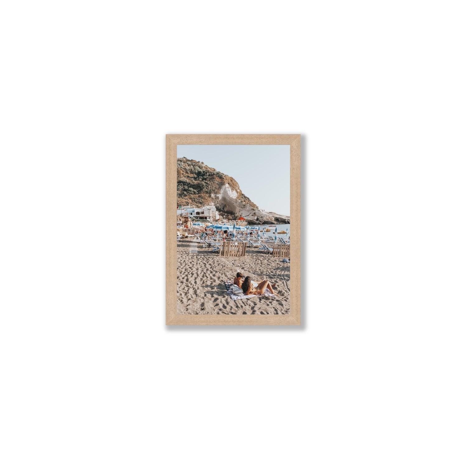 Beach Buddies fine art print, Ischia, Italy, Small, Natural Oak Frame · Full Bleed, Fine Art Print