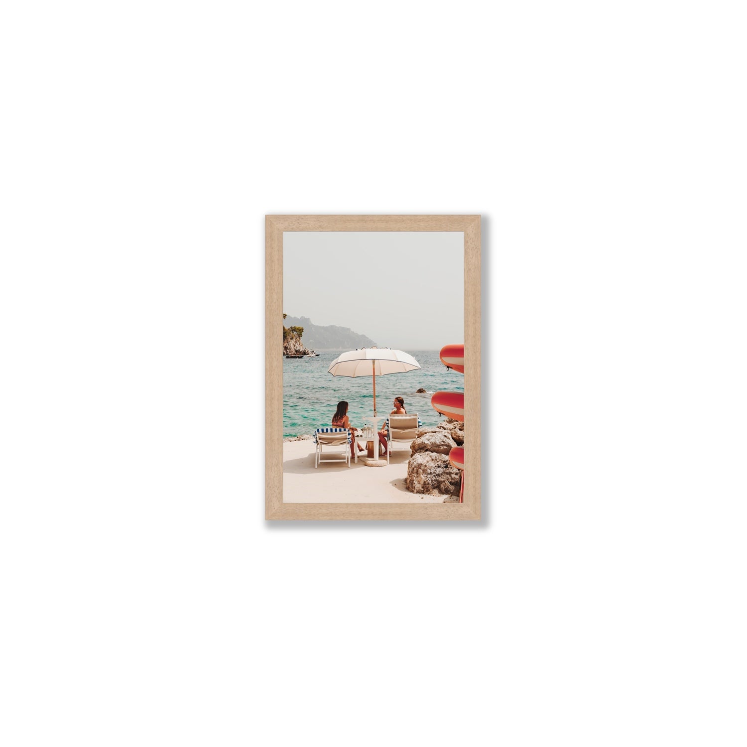Salty Banter Amalfi Mediterranean wall art Small full-bleed fine art print in natural oak frame