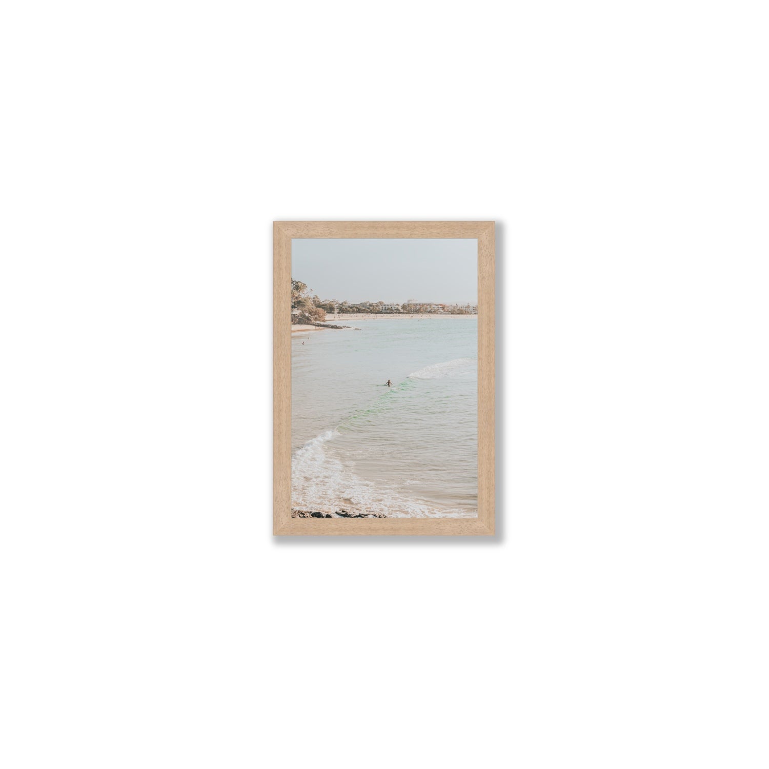 Salt Reverie fine art print, Noosa, Australia, coastal scenes artwork, Small, Natural Oak Frame · Full Bleed, Fine Art Print