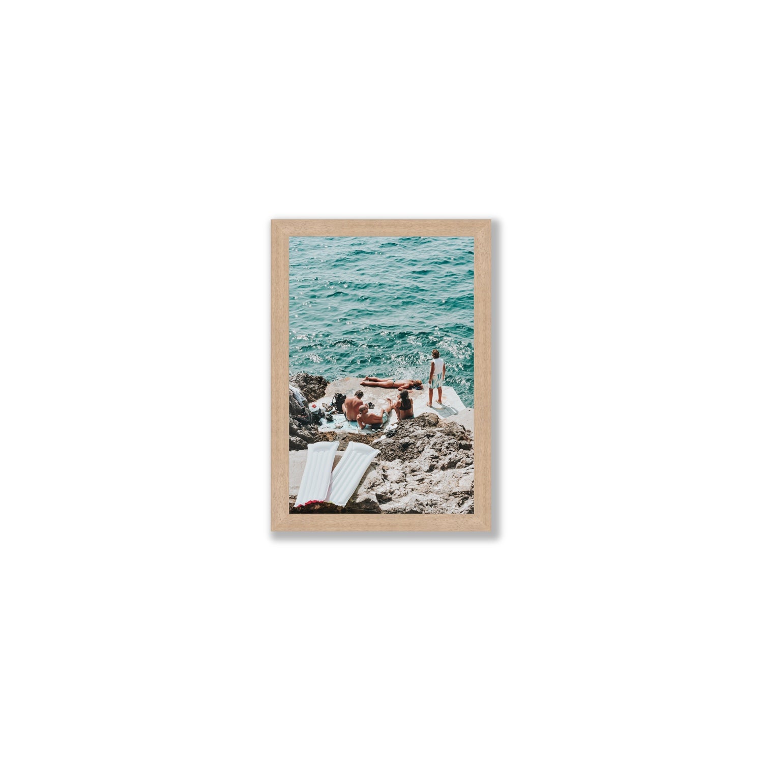 Gli Amici Praiano Amalfi Coast coastal wall art Small full-bleed fine art print in natural oak frame