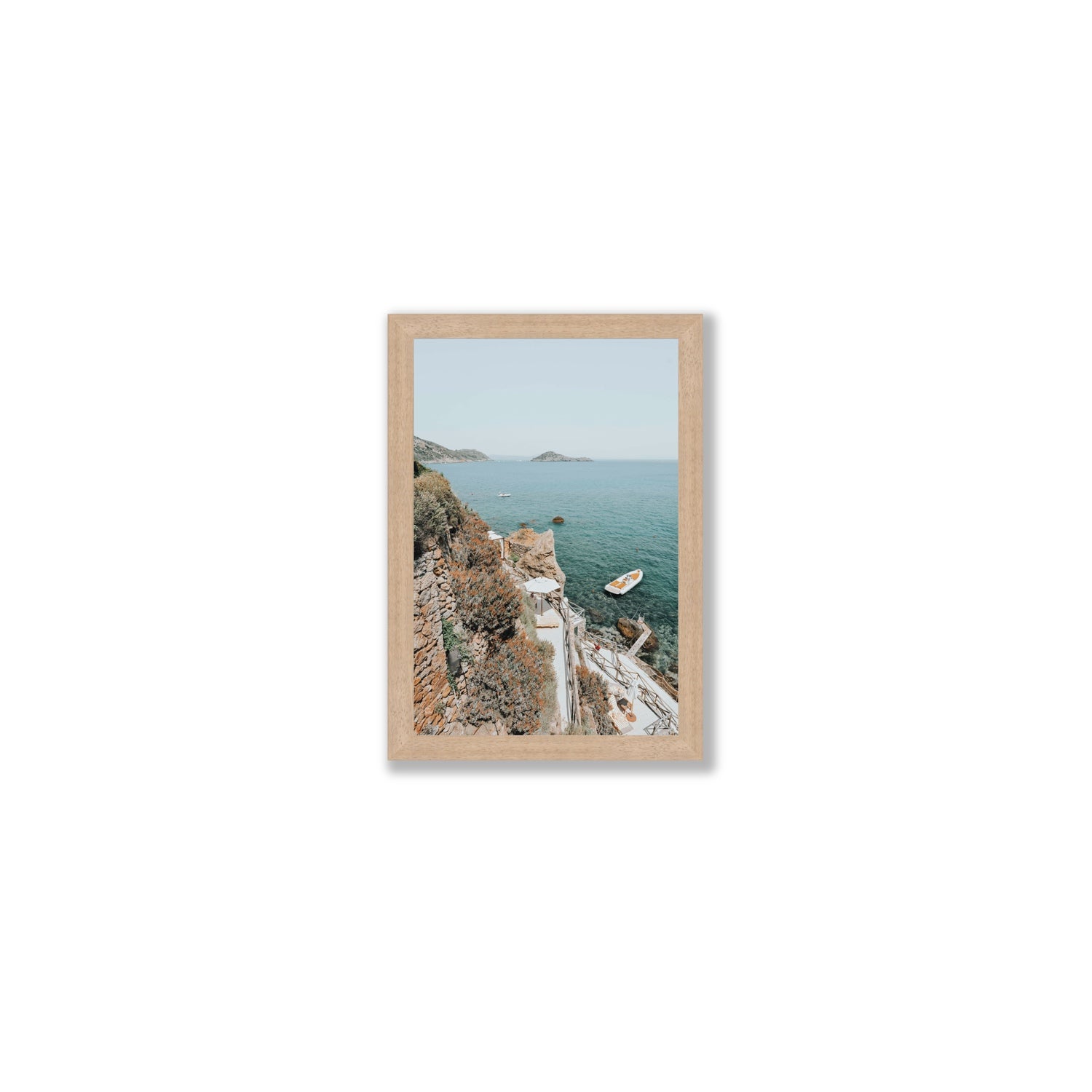 Front Row Seat Tuscany coastal wall art Small full-bleed fine art print in natural oak frame