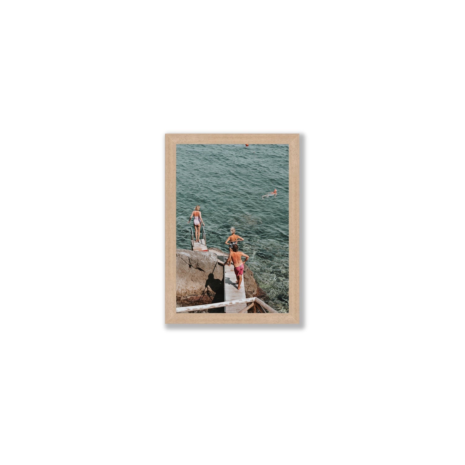Freewheeling Spirit Tuscany coastal Italian wall art Small full-bleed fine art print in natural oak frame