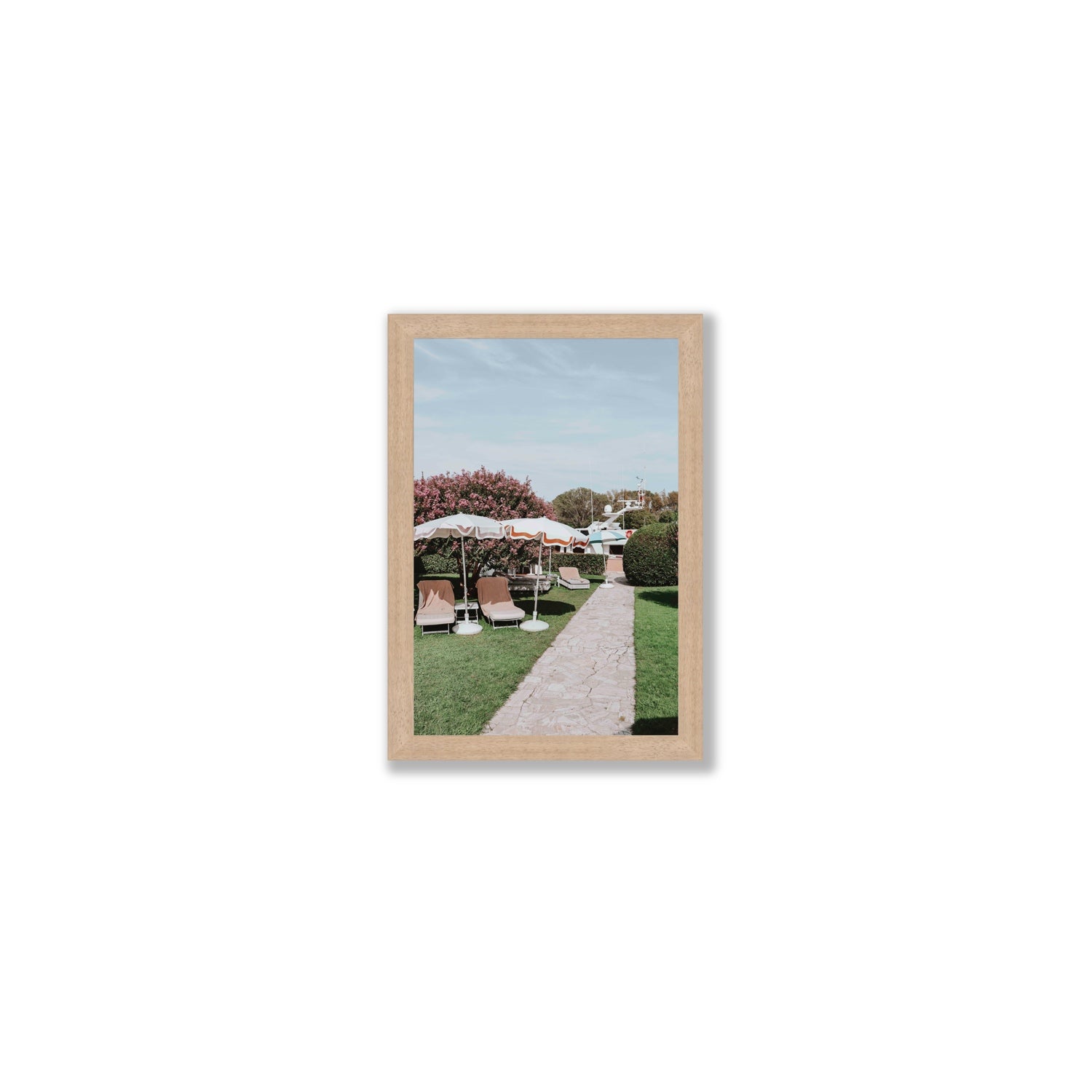 A Bellini Awaits Venice Italian wall art Small full-bleed fine art print in natural oak frame