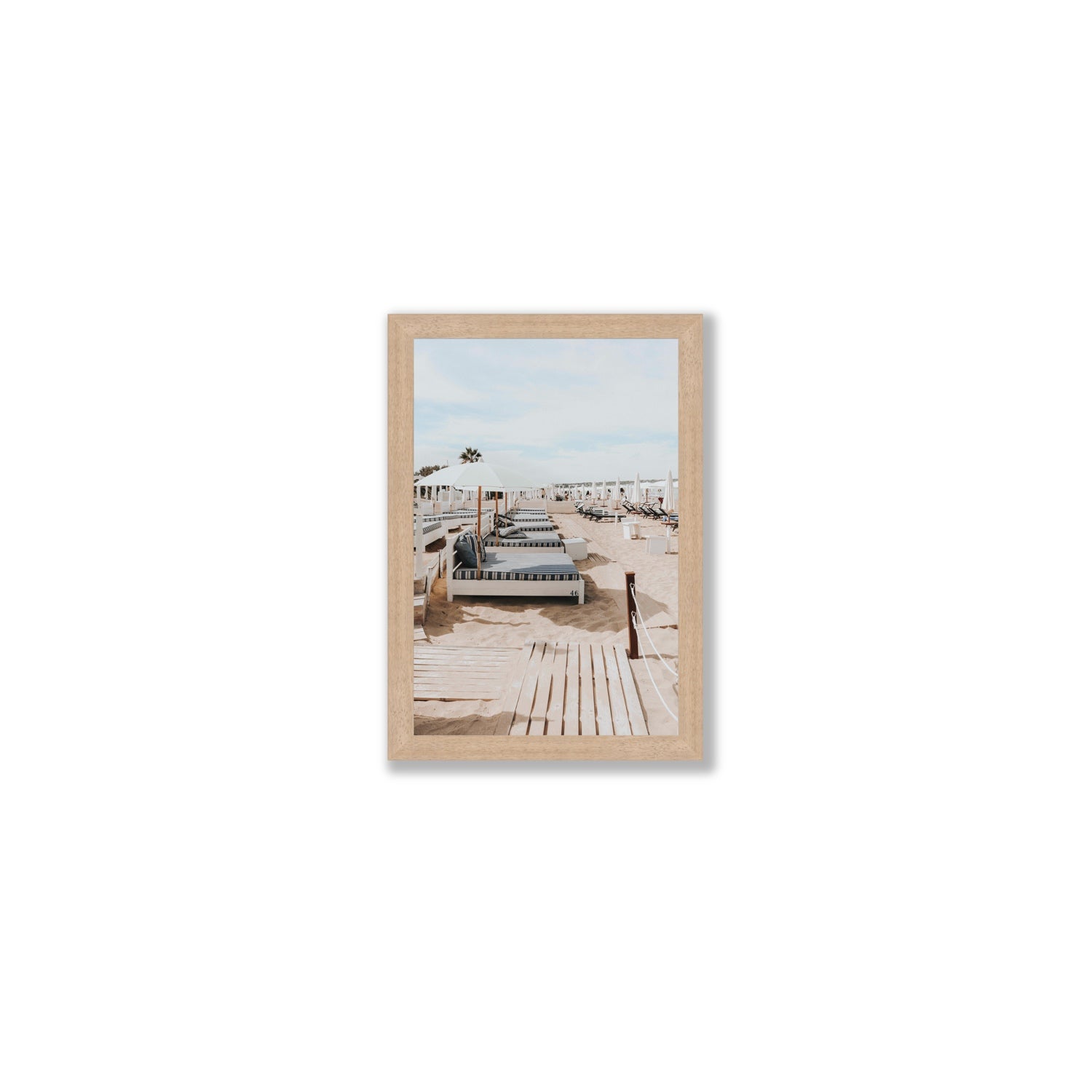 Coastal Repose Puglia beach Mediterranean fine art print Small full-bleed fine art print in natural oak frame