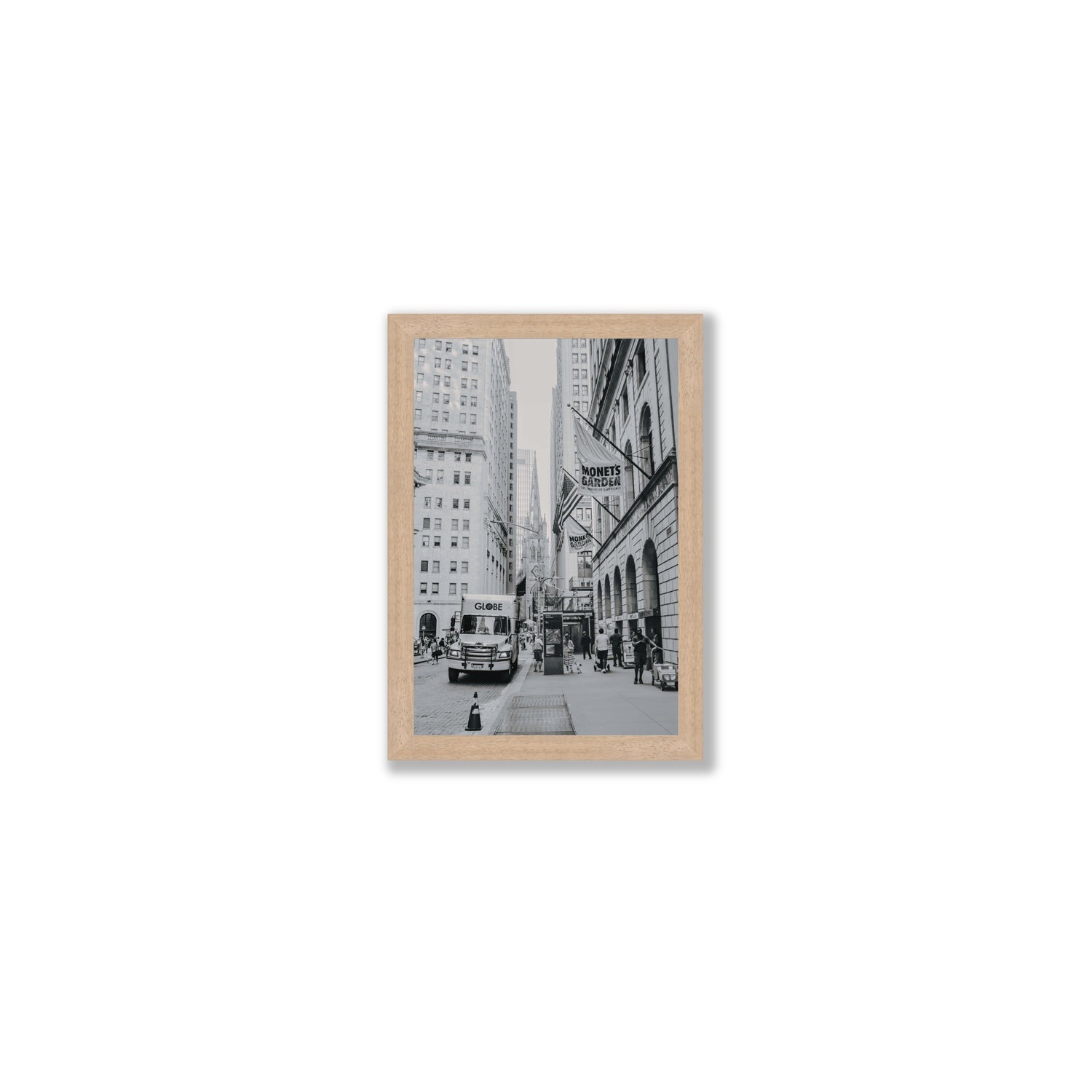 Metropolitan Monotone New York NYC Black & White wall art Small full-bleed fine art print in natural oak frame