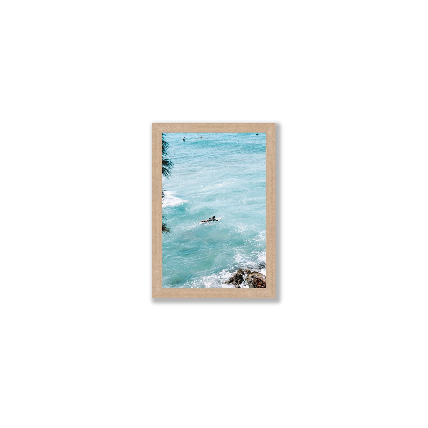 Blue Crush fine art print, Byron Bay, Australia, Small, Natural Oak Frame · Full Bleed, Fine Art Print