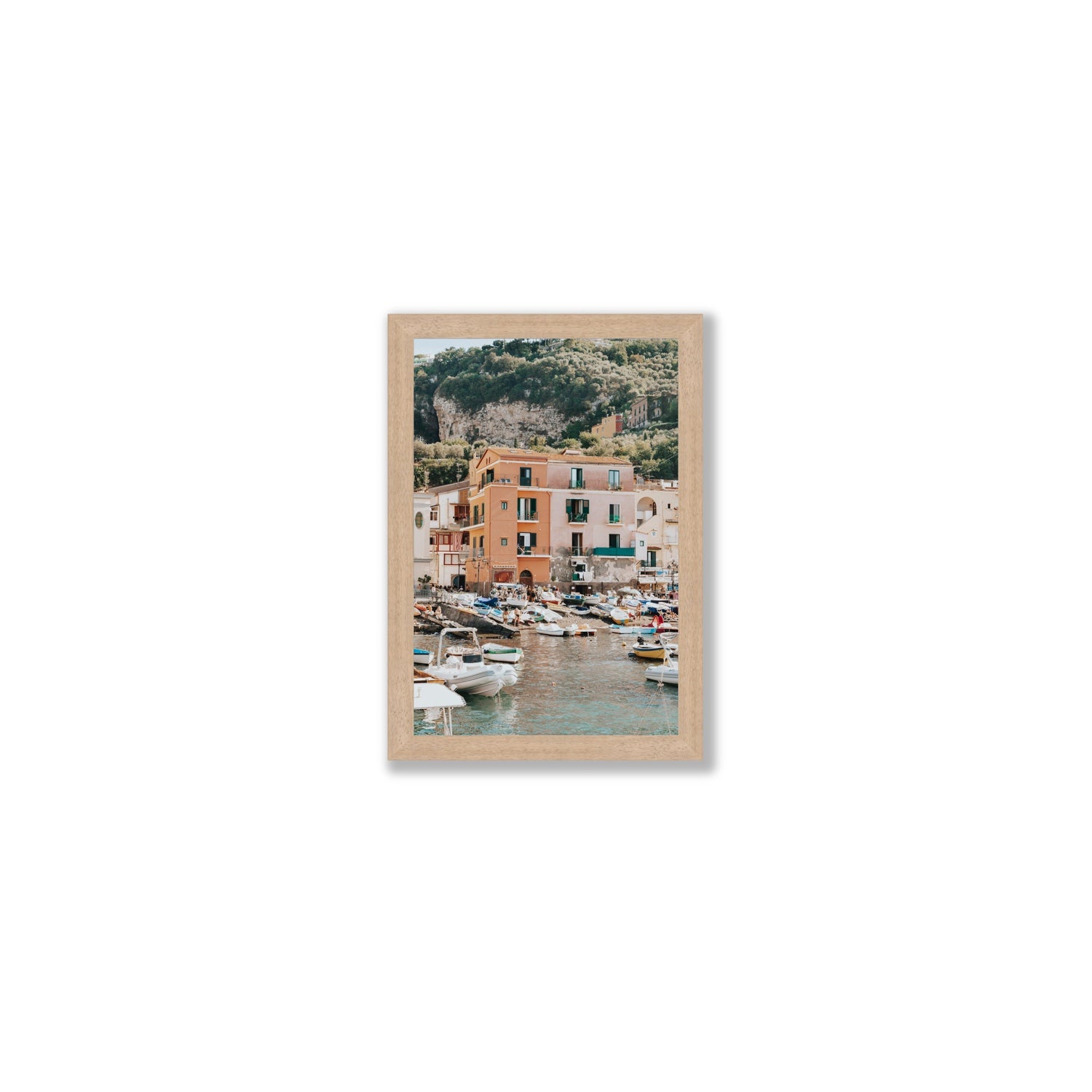 Boatyard Bliss fine art print, Sorrento, Italy, Small, Natural Oak Frame · Full Bleed, Fine Art Print