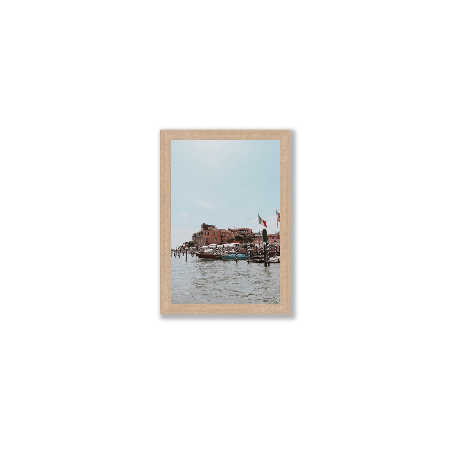 Giudecca Island Venice wall art Small full-bleed fine art print in natural oak frame
