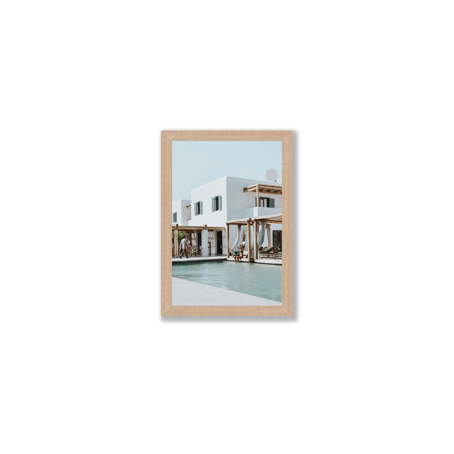 Aphrodite Mykonos Greek island wall art Small full-bleed fine art print in natural oak frame