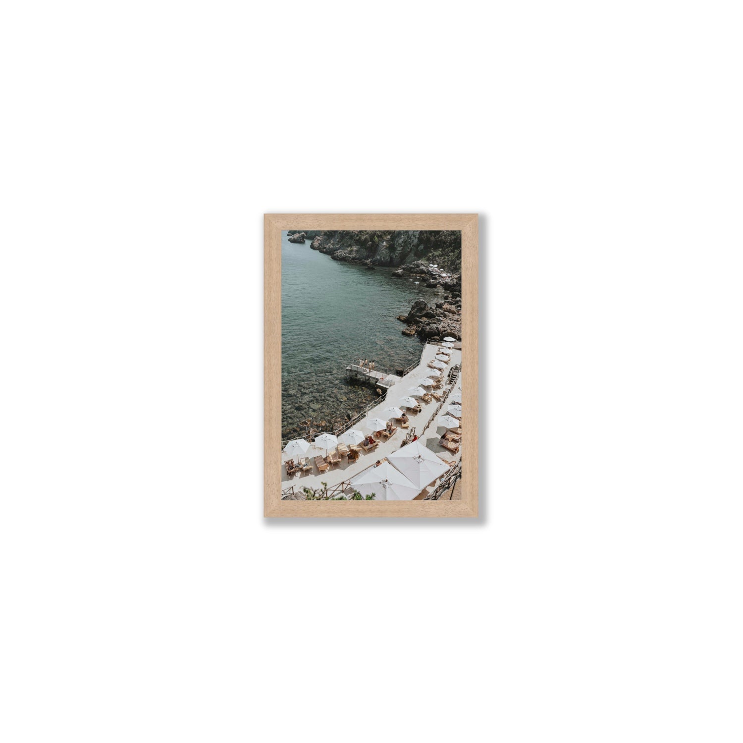 Pier Perspectives Tuscany coastal Italian wall art Small full-bleed fine art print in natural oak frame