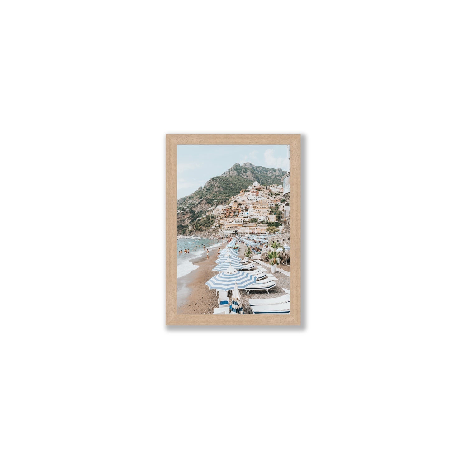The Cliffside Village fine art print, Positano, Italy, Small, Natural Oak Frame · Full Bleed, Fine Art Print