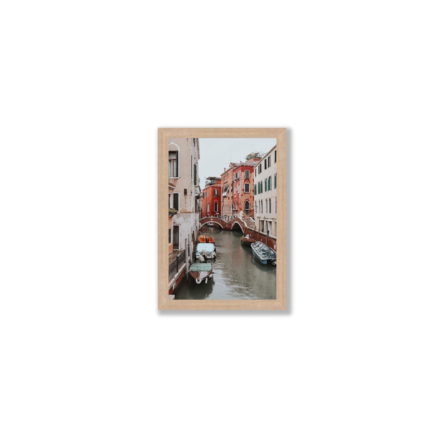 City of Water Venice Italian Mediterranean decor wall art Small full-bleed fine art print in natural oak frame