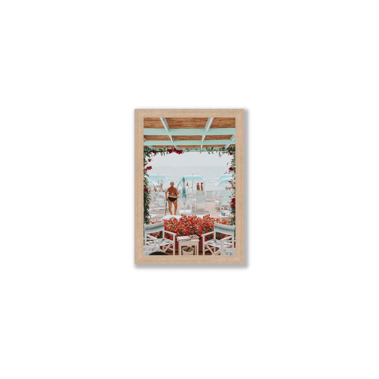 Nonna's Italian Escape Alassio Italian wall art Small full-bleed fine art print in natural oak frame