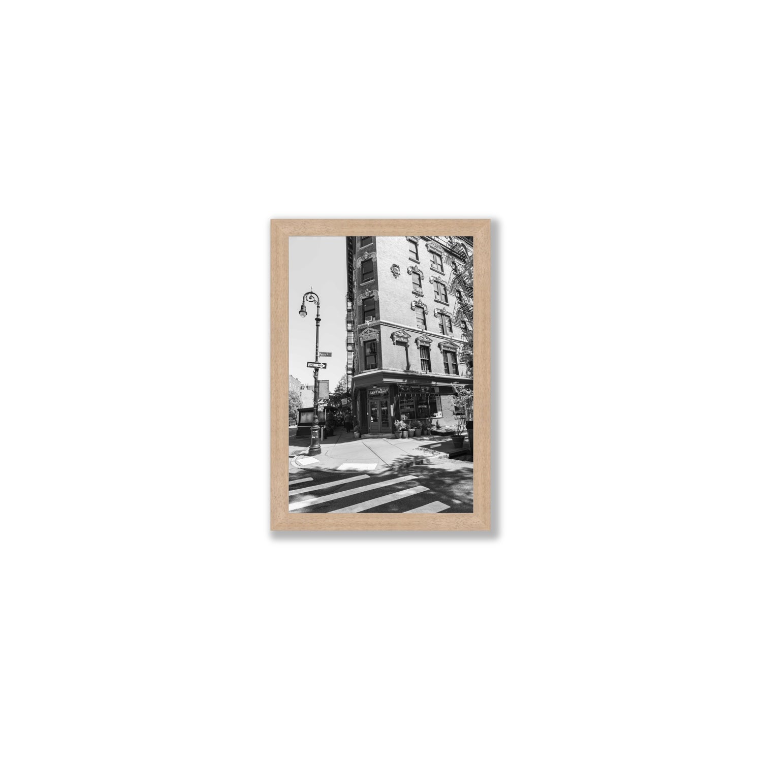 Parisian On Perry New York NYC Black & White wall art Small full-bleed fine art print in natural oak frame