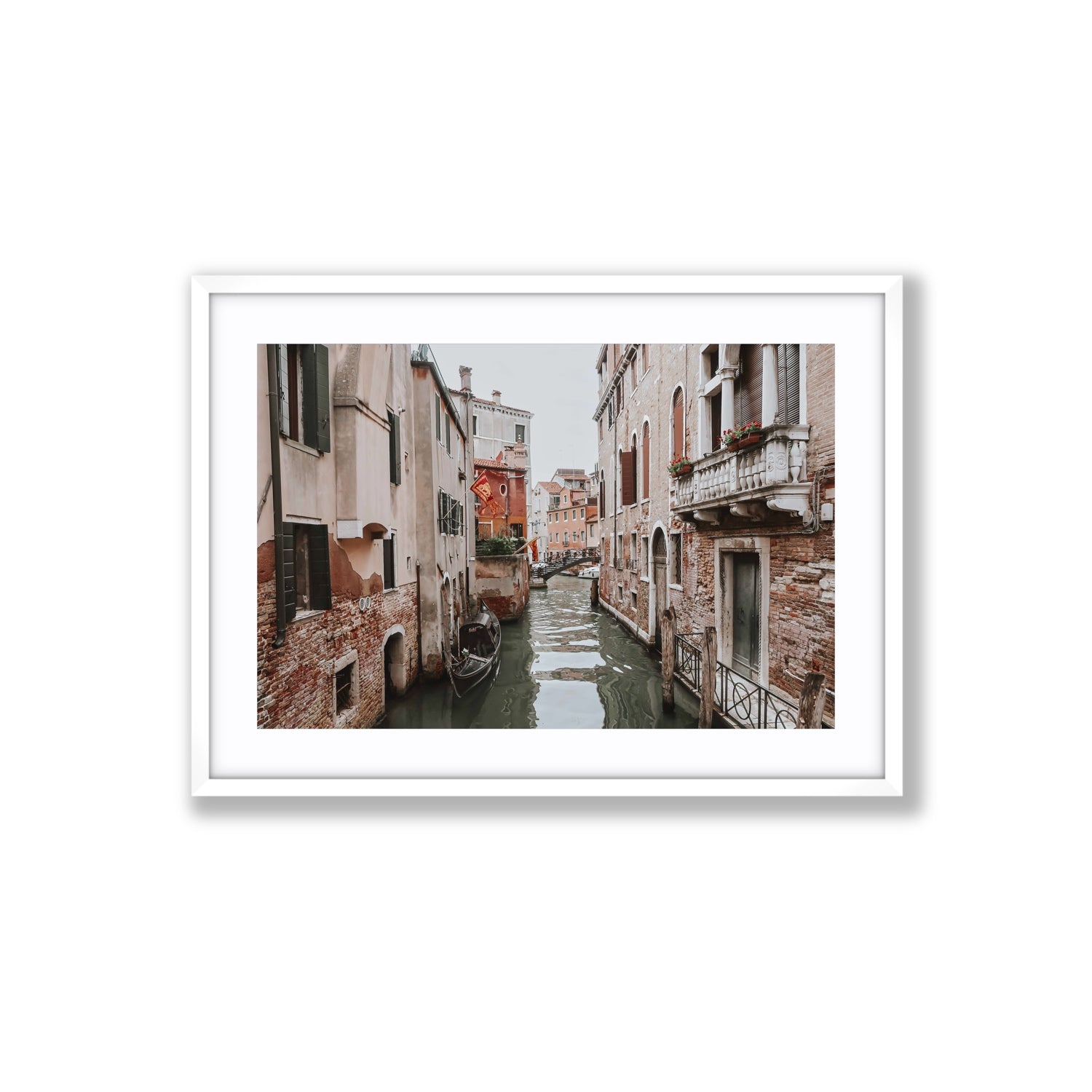 Venetian Gothic Venice Canal Italian wall art Large fine art print in white frame with matboard