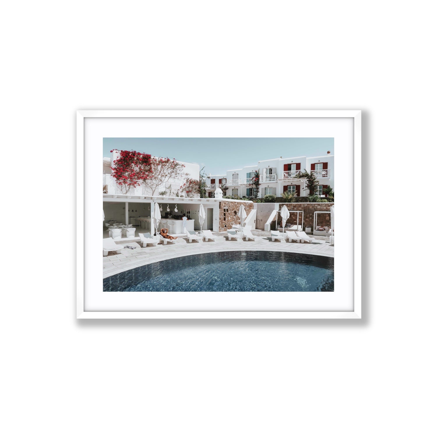 Got The First Lounge fine art print, Mykonos, Greece, Large, White Frame · Matboard, Fine Art Print