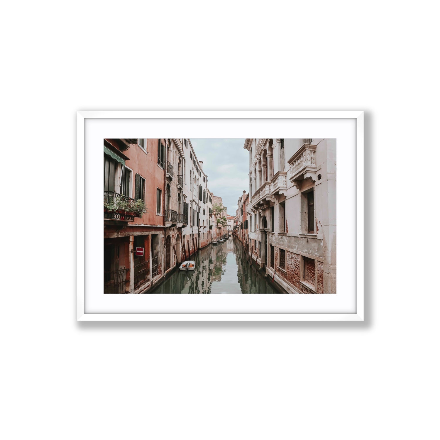 The Floating City Venice Canal Italian decor wall art Large fine art print in white frame with matboard