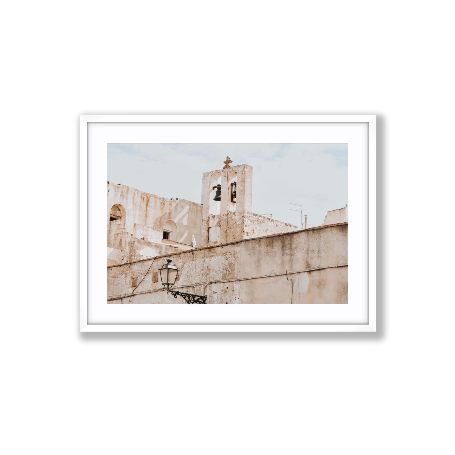 Ancient Bells Puglia Gallipoli Italian wall art Large fine art print in white frame with matboard