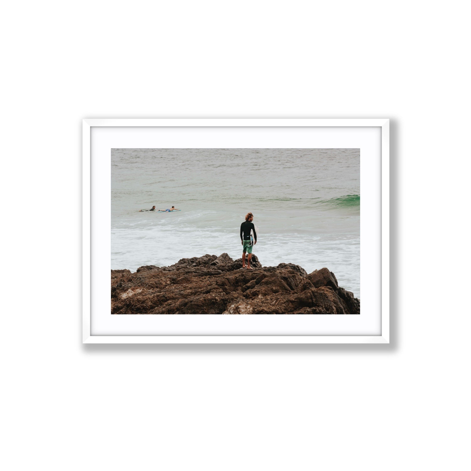 Let The Sea Set You Free Byron Bay Surf wall art Large fine art print in white frame with matboard