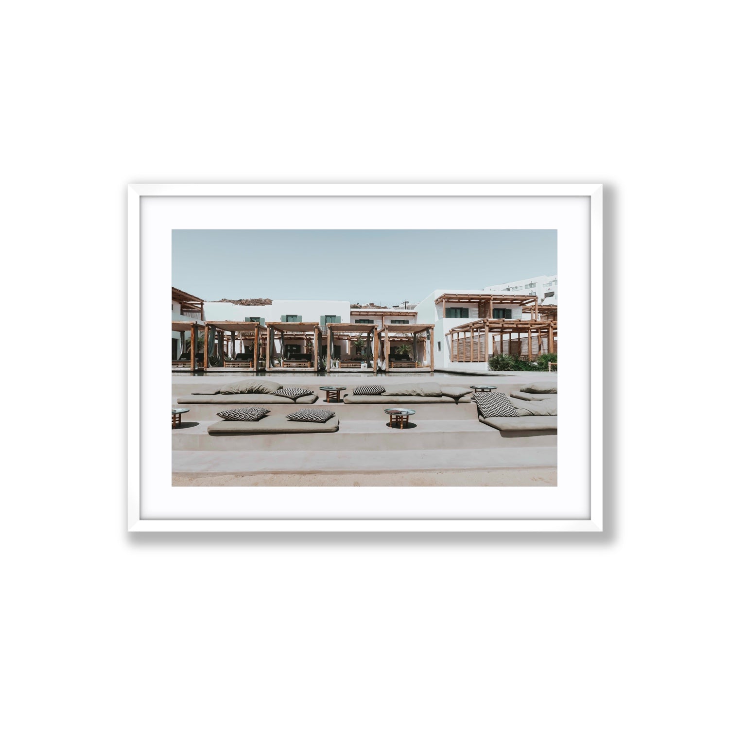 Platis Gialos fine art print, Mykonos, Greece, Large, White Frame · Matboard, Fine Art Print