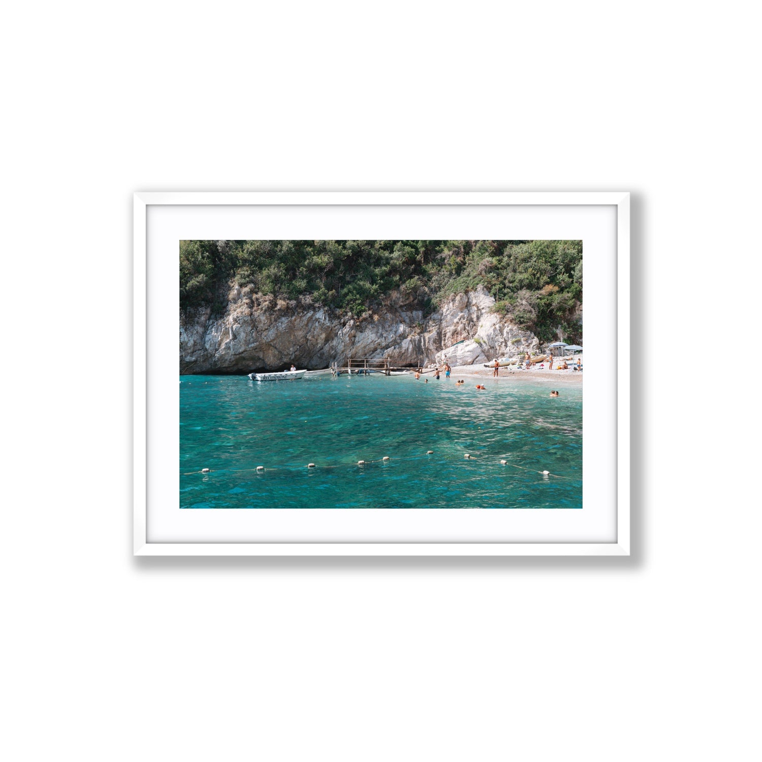 Azure Abyss Nerano wall art Large fine art print in white frame with matboard