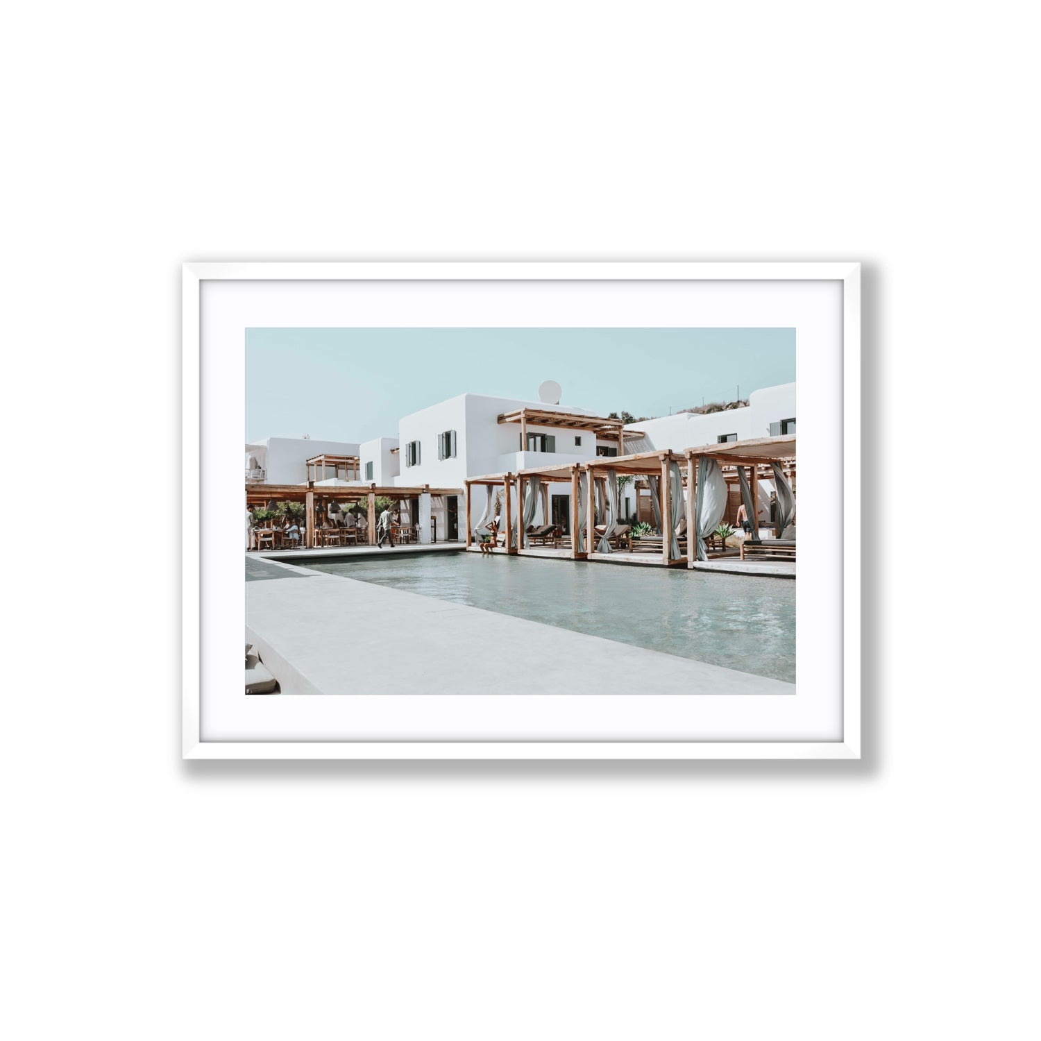 Polytelís Mykonos Greek island wall art Large fine art print in white frame with matboard