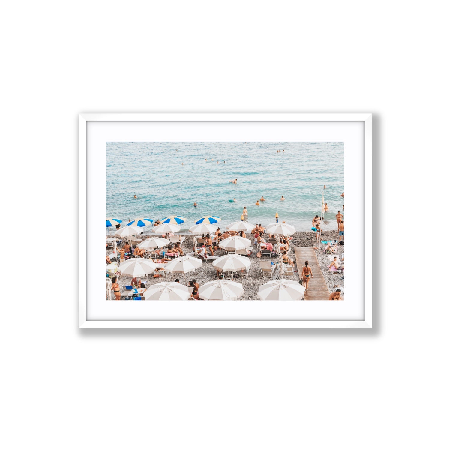 Dreamscape Amalfi Italian beach wall art Large fine art print in white frame with matboard