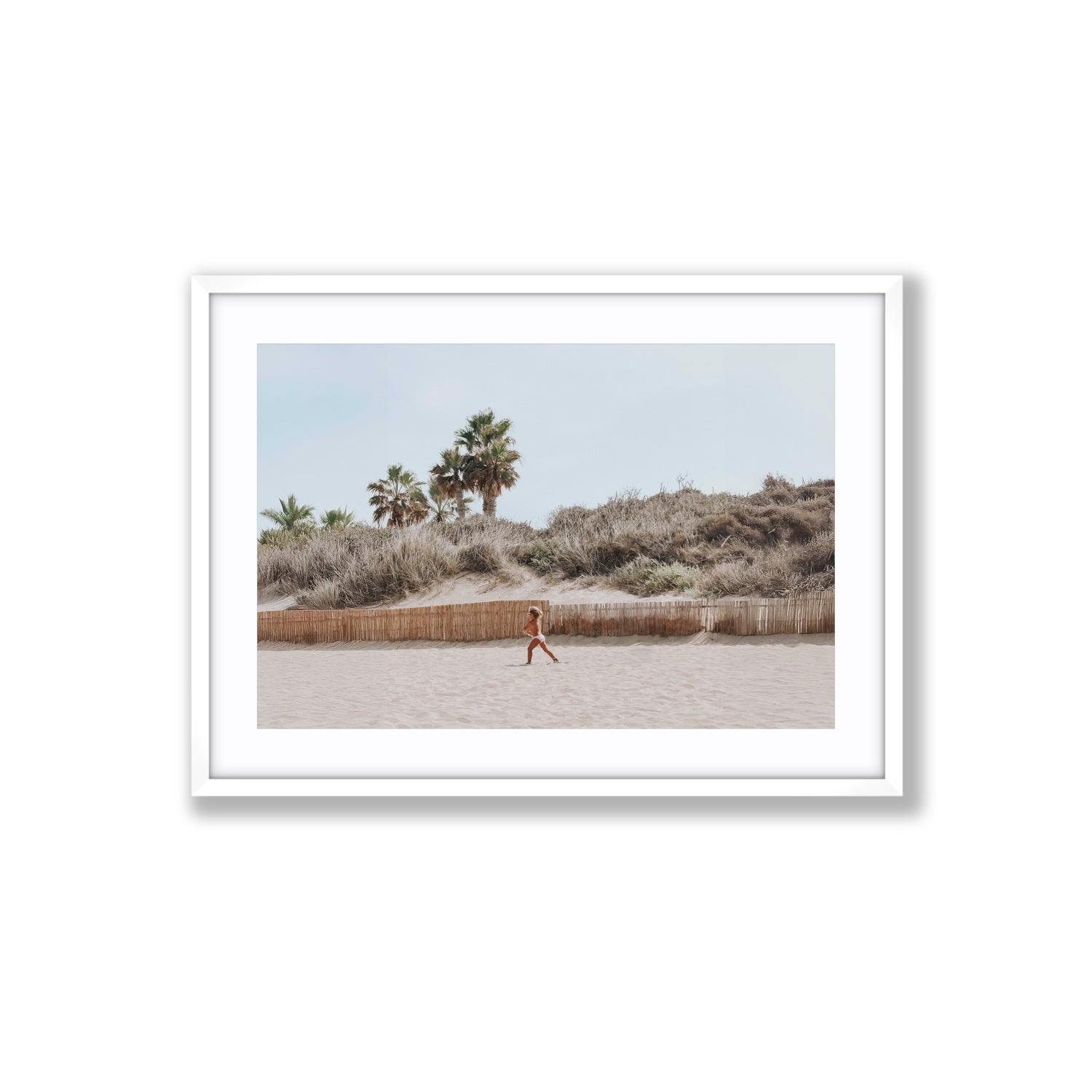 Ragazza Da Spiaggia Puglia beach Italian fine art print Large fine art print in white frame with matboard