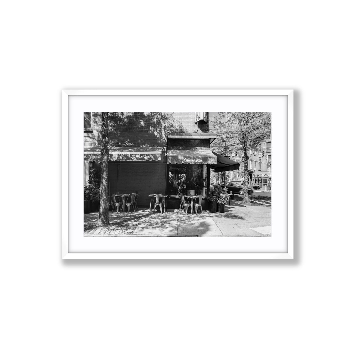 Arthur's Corner New York NYC Restaurant wall art Large fine art print in white frame with matboard