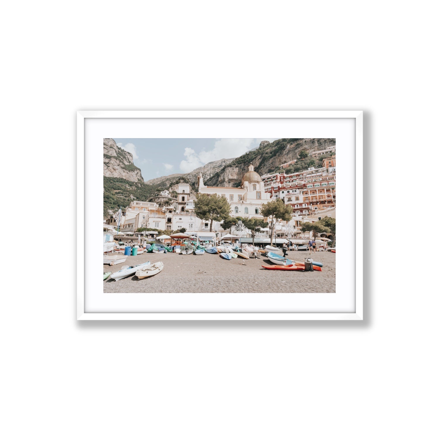 Pastel Paradise fine art print, Positano, Italy, Large, White Frame · Matboard, Fine Art Print