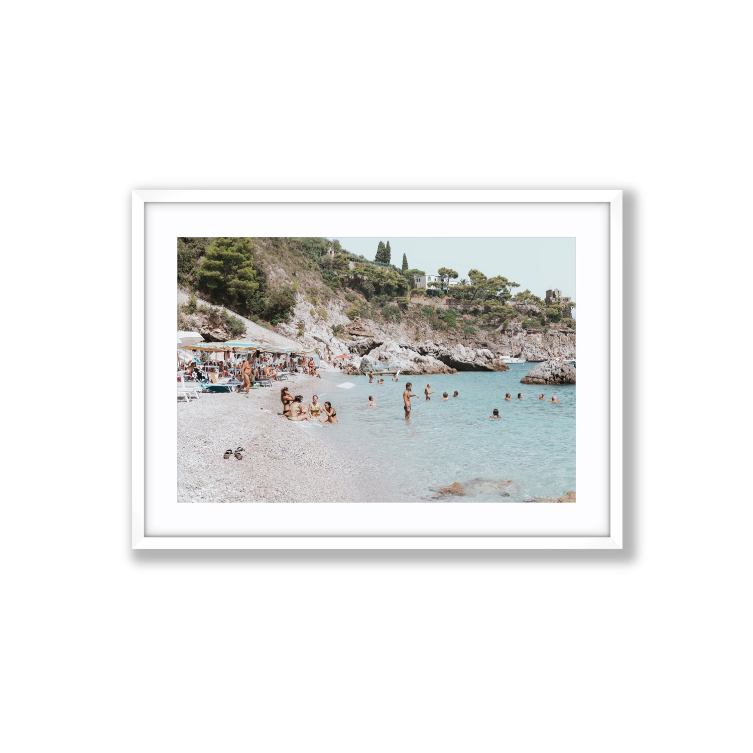 La Vacanza Amalfi Mediterranean wall art Large fine art print in white frame with matboard