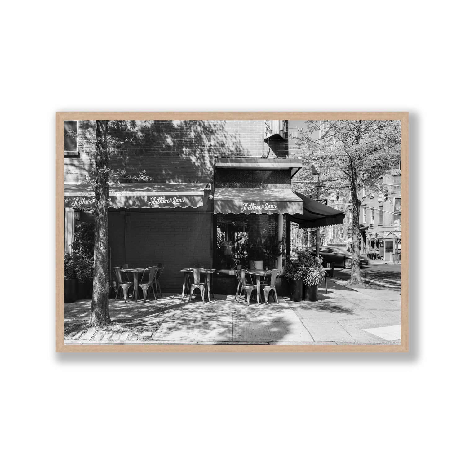 Arthur's Corner New York NYC Restaurant wall art Gallery full-bleed fine art print in natural oak frame