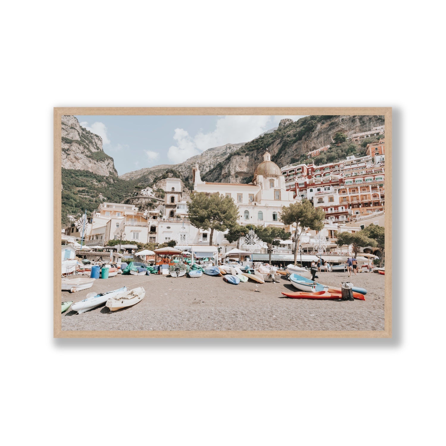 Pastel Paradise fine art print, Positano, Italy, Gallery, Natural Oak Frame · Full Bleed, Fine Art Print