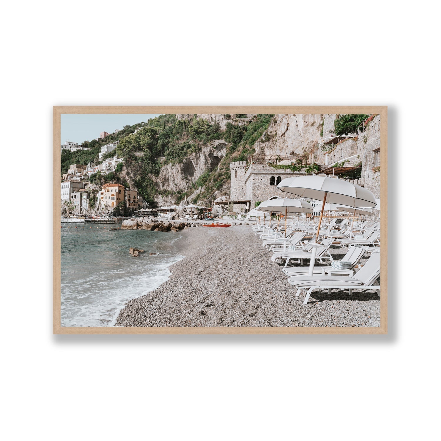 Borgo Santandrea fine art print, Amalfi, Italy, Gallery, Natural Oak Frame · Full Bleed, Fine Art Print
